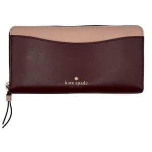 KATE SPADE Staci Colorblock Large Continental Wallet, Deep Red and Blush Pink